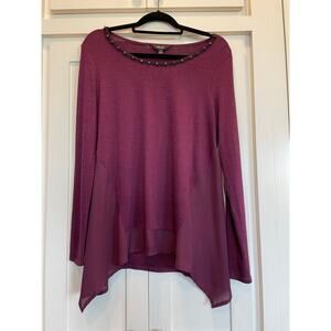 Simply Vera Vera Wang purple rhinestone  embellished tunic SM